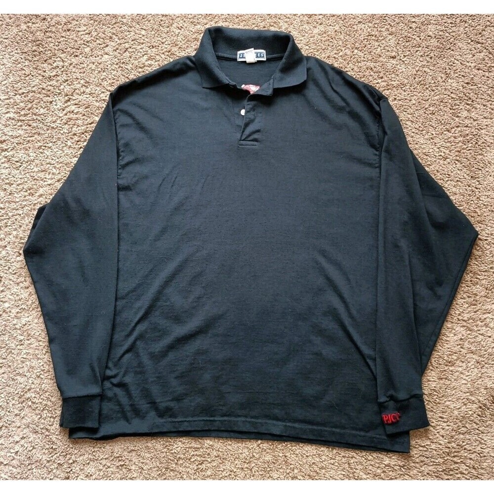 Vintage Clark University Polo Shirt Men's XL Black Long Sleeve